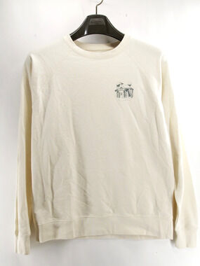 Jetty Pullover Sweatshirt Mens Medium Cream White Back Graphic Long Sleeve